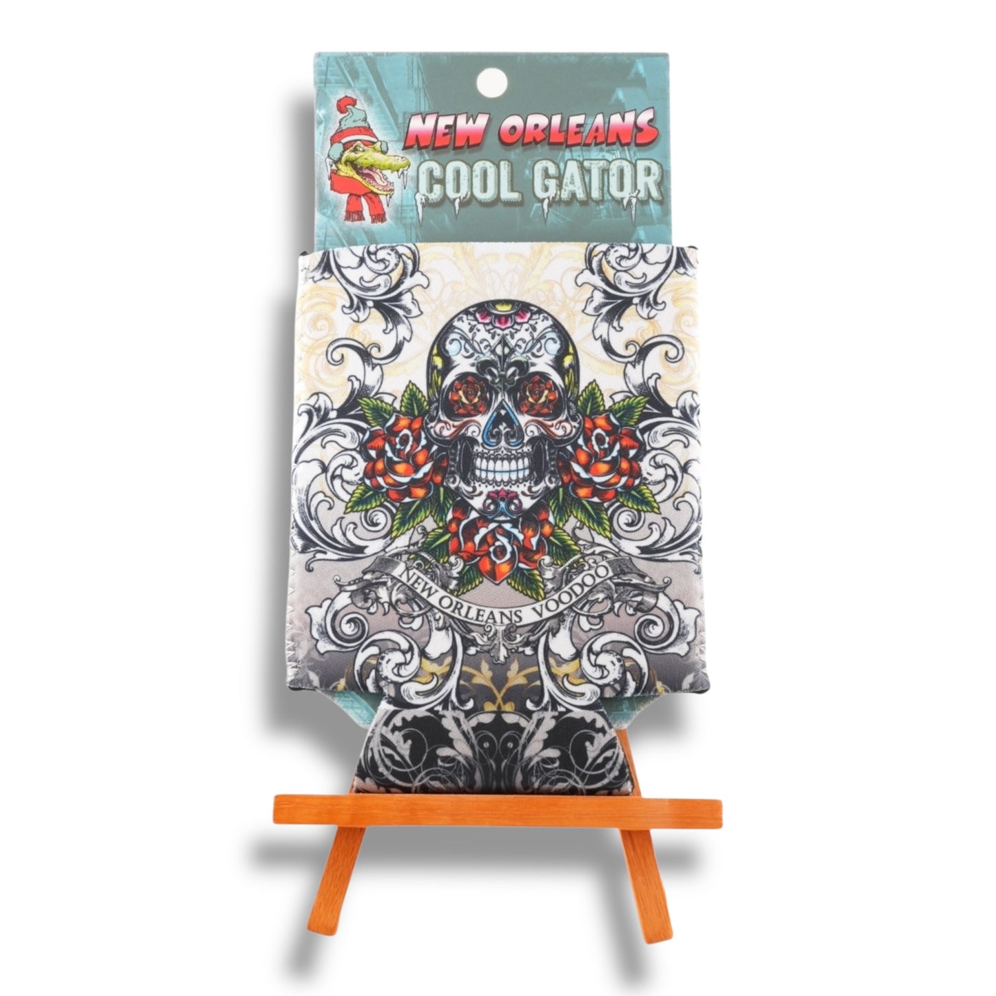 White Voodoo Skeleton Can Cooler - Bottle Sleeves & Coolers - New Orleans Souvenir