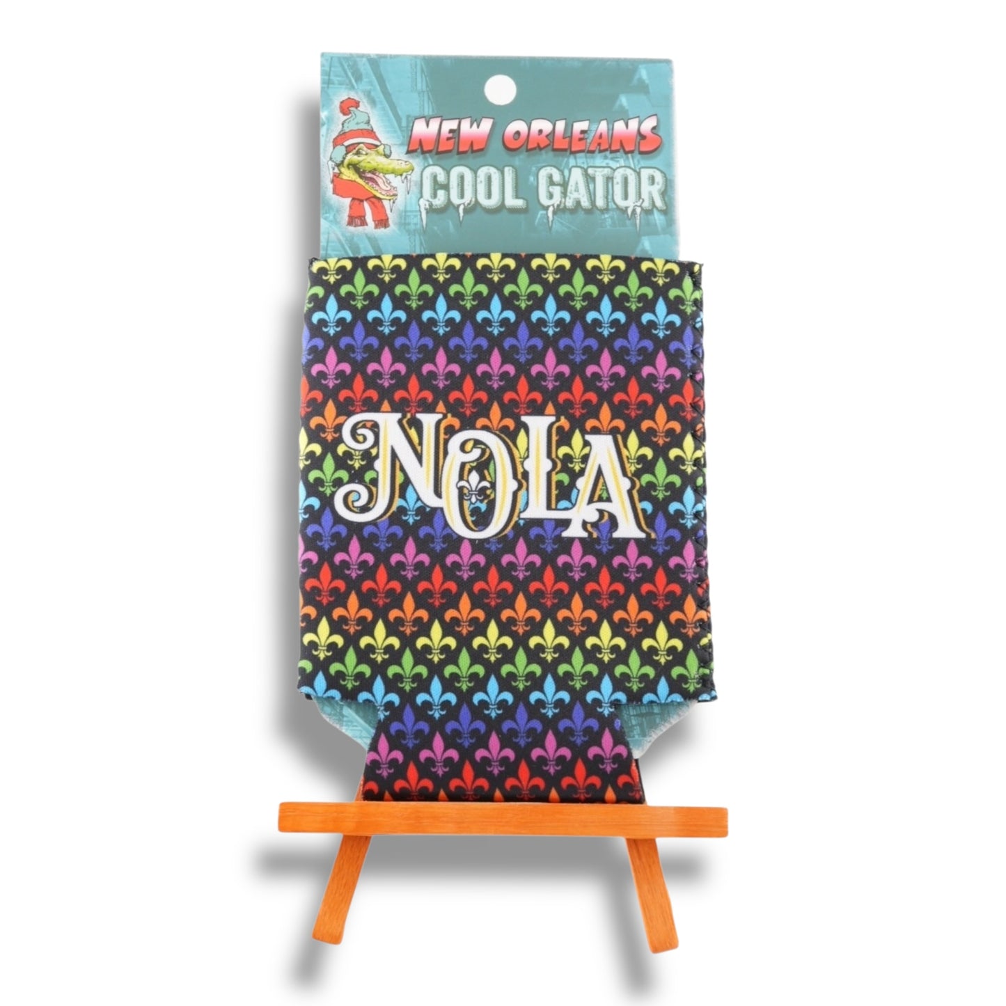NOLA Rainbow Can Cooler - local art - Bottle Sleeves & Coolers - New Orleans Souvenir