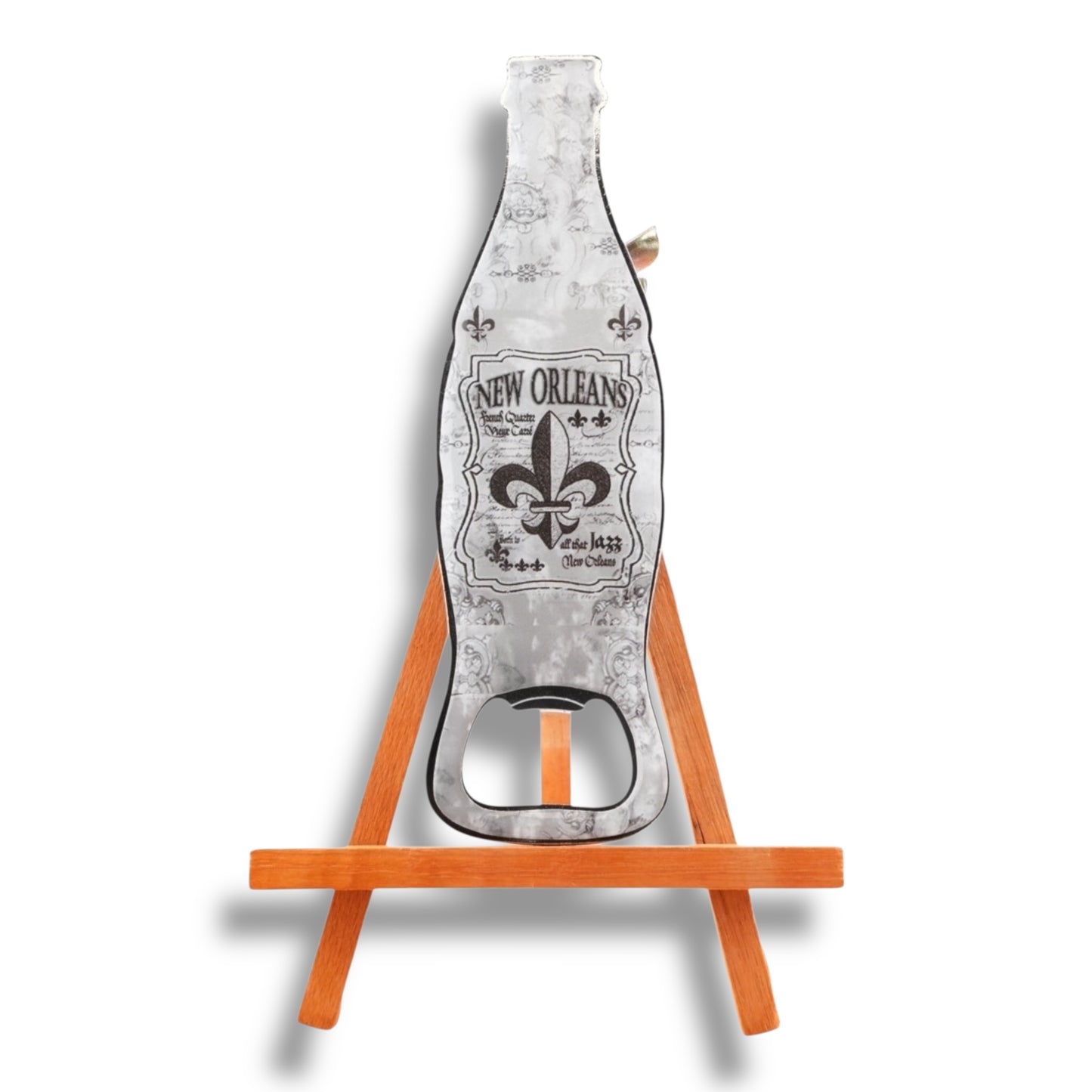 Fleur De Lis Black & White Bottle-Shaped Opener - Bottle Openers - New Orleans Souvenir
