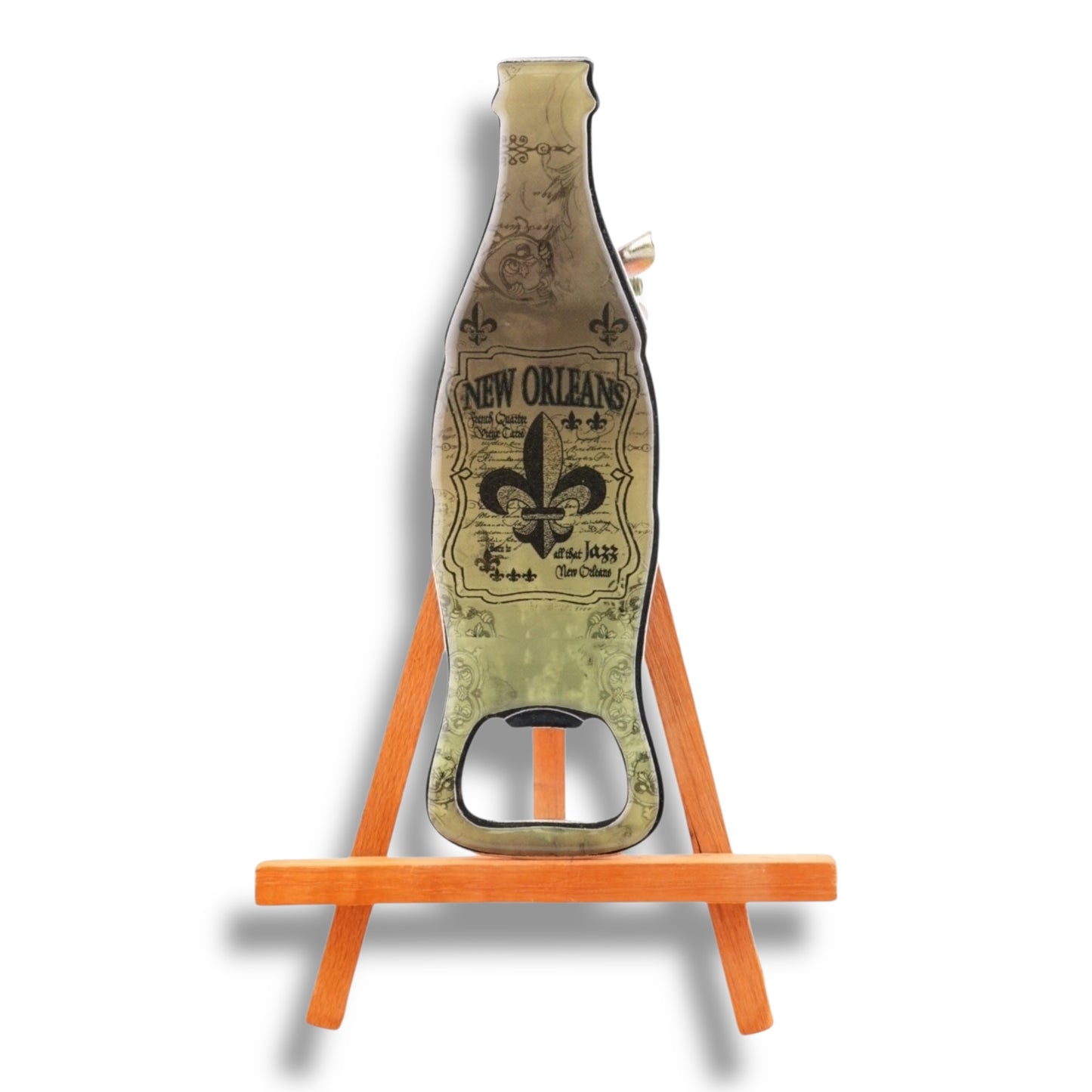 Fleur De Lis Black & Gold Bottle-Shaped Opener - local art - Bottle Openers - New Orleans Souvenir
