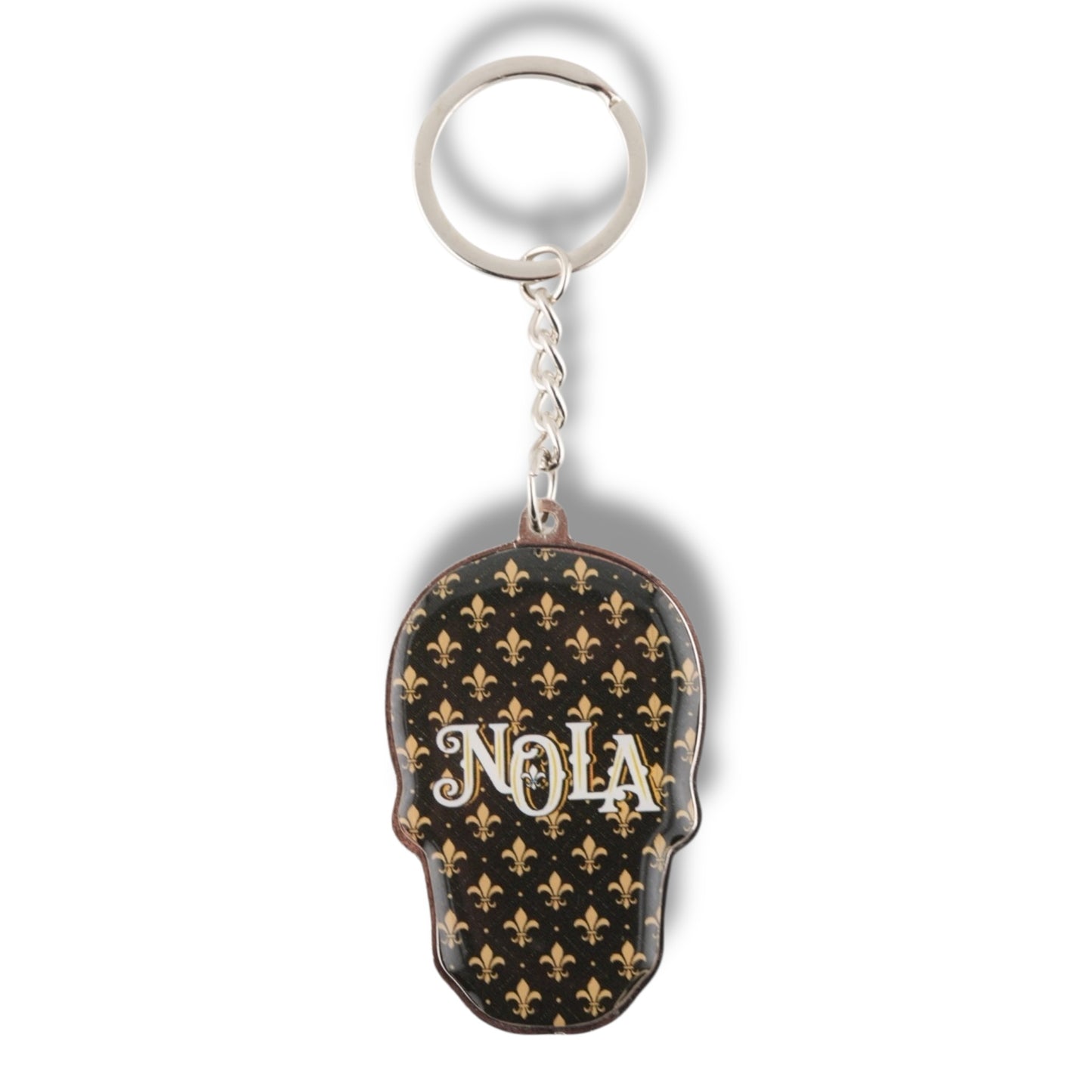 NOLA Black & Gold Metal Keychain - local art, vibrant - Keychains - New Orleans Souvenir