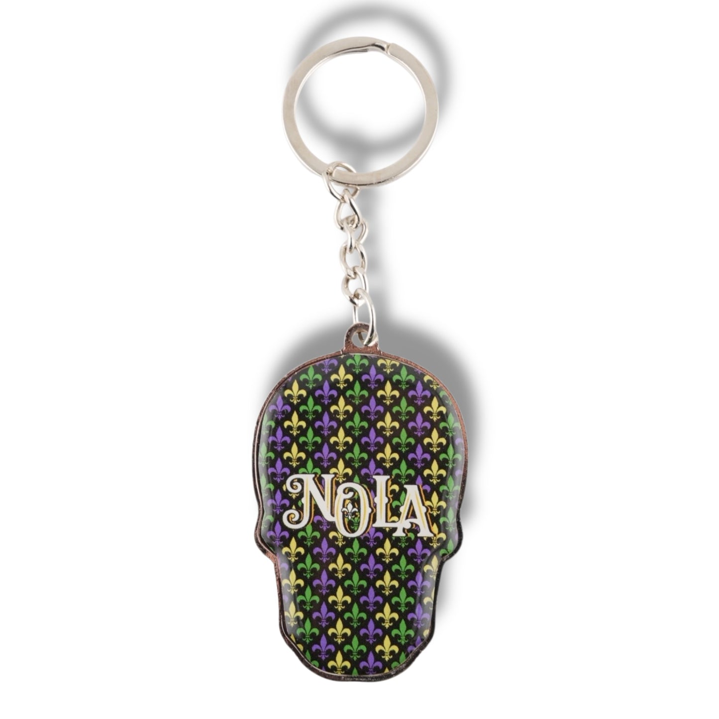NOLA Mardi Gras Metal Keychain - Keychains - New Orleans Souvenir
