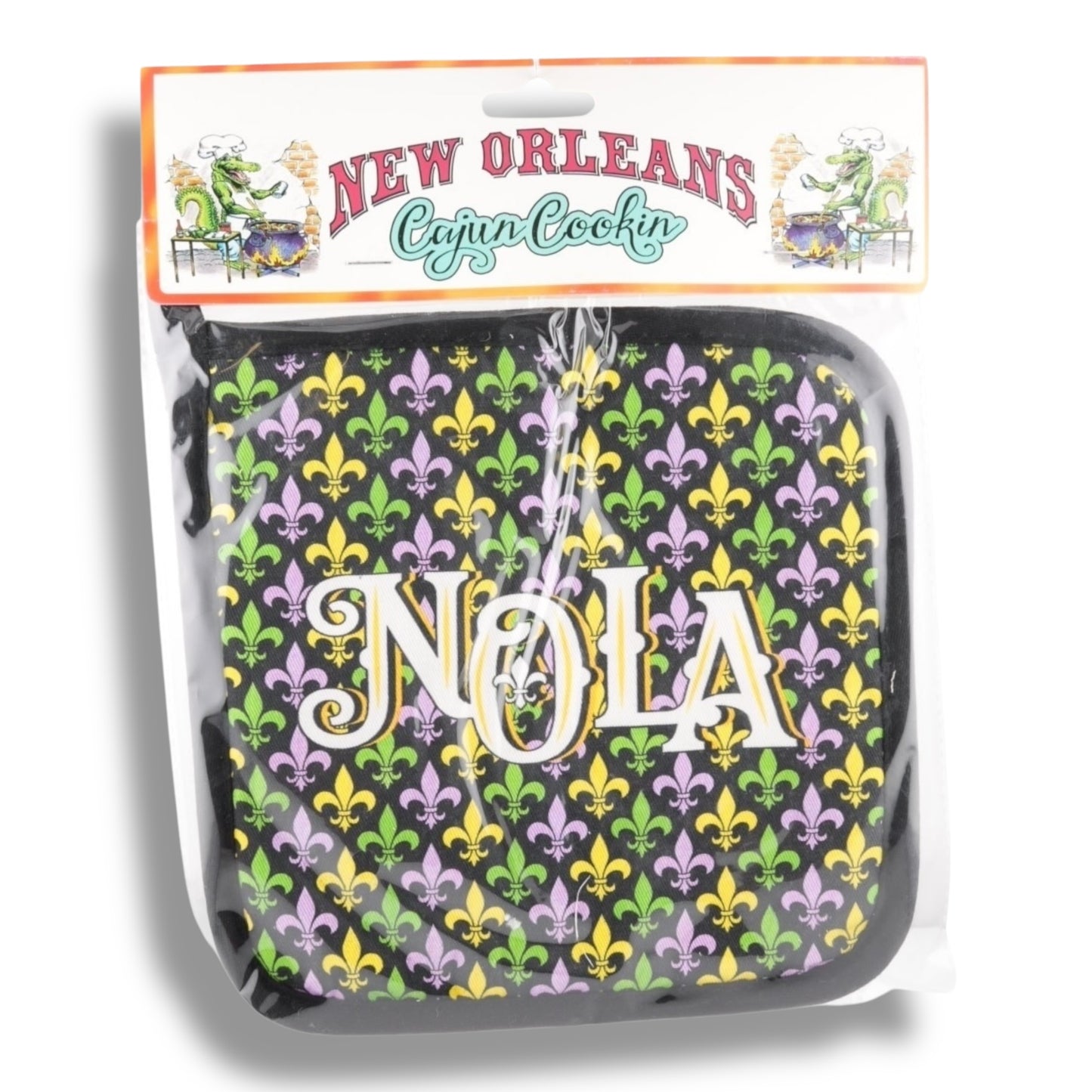 NOLA Mardi Gras Pot Holder - local art, vibrant - Potholders & Oven Mitts - New Orleans Souvenir