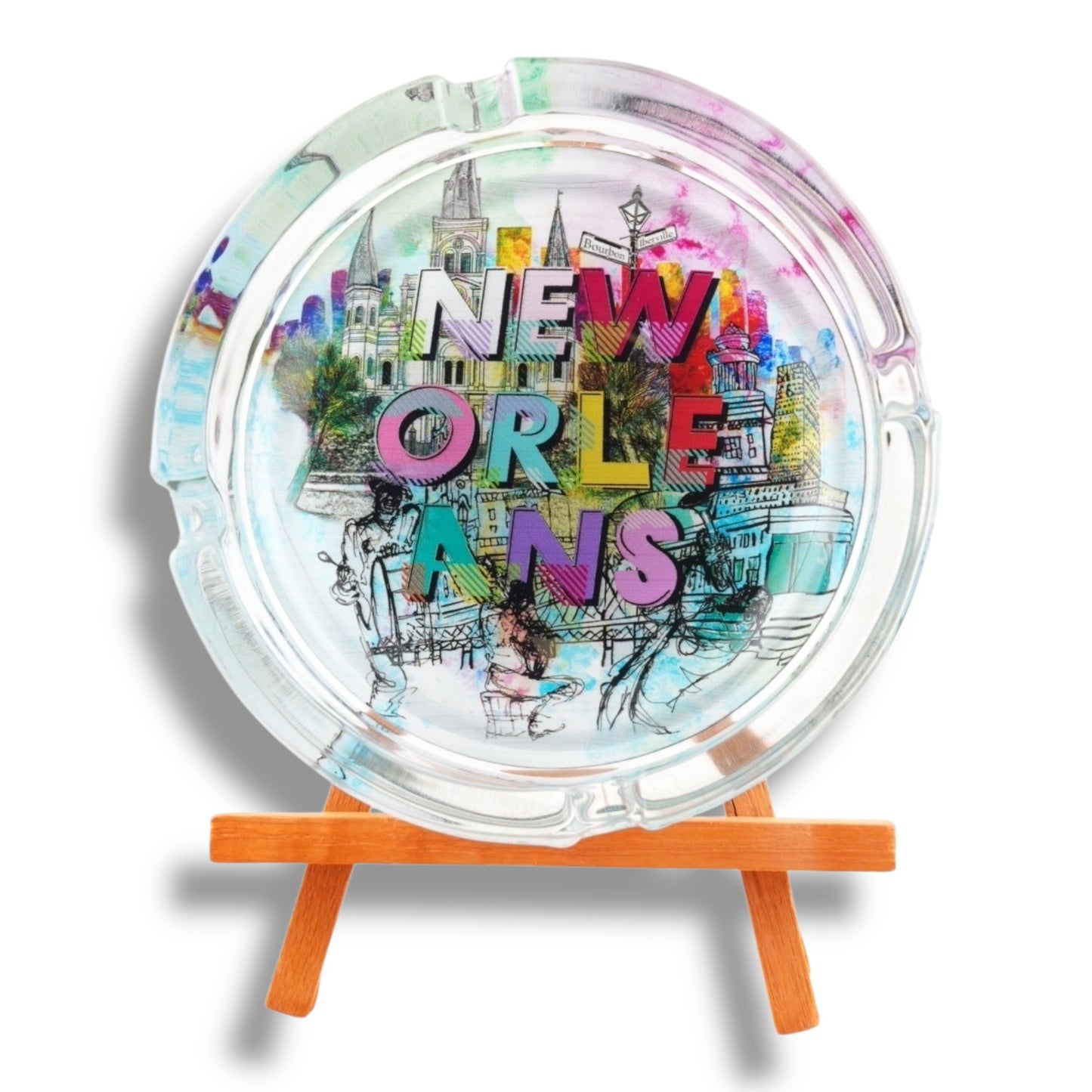 New Orleans Fun Colors Round Ashtray - local art - Ashtrays