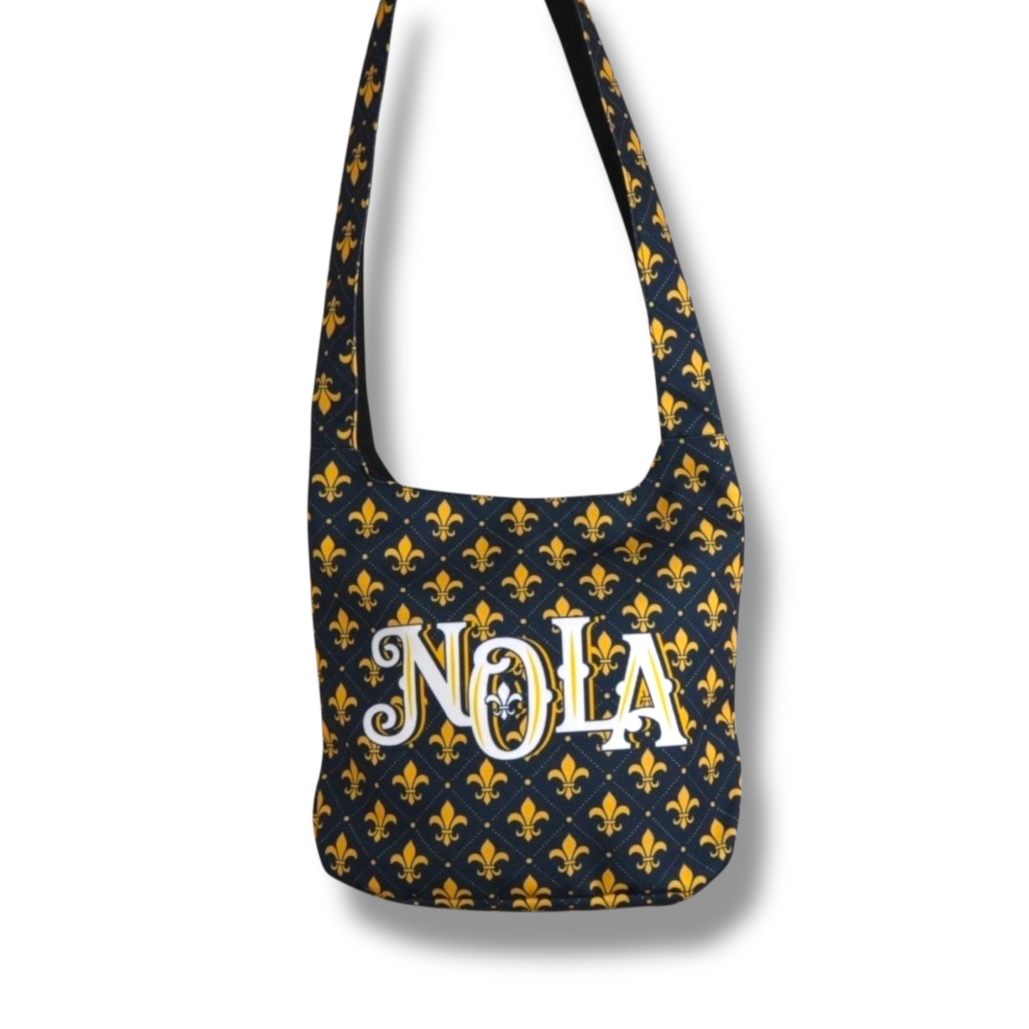 NOLA Black & Gold Shoulder Bag - local art, vibrant - Tote Bags - New Orleans Souvenir