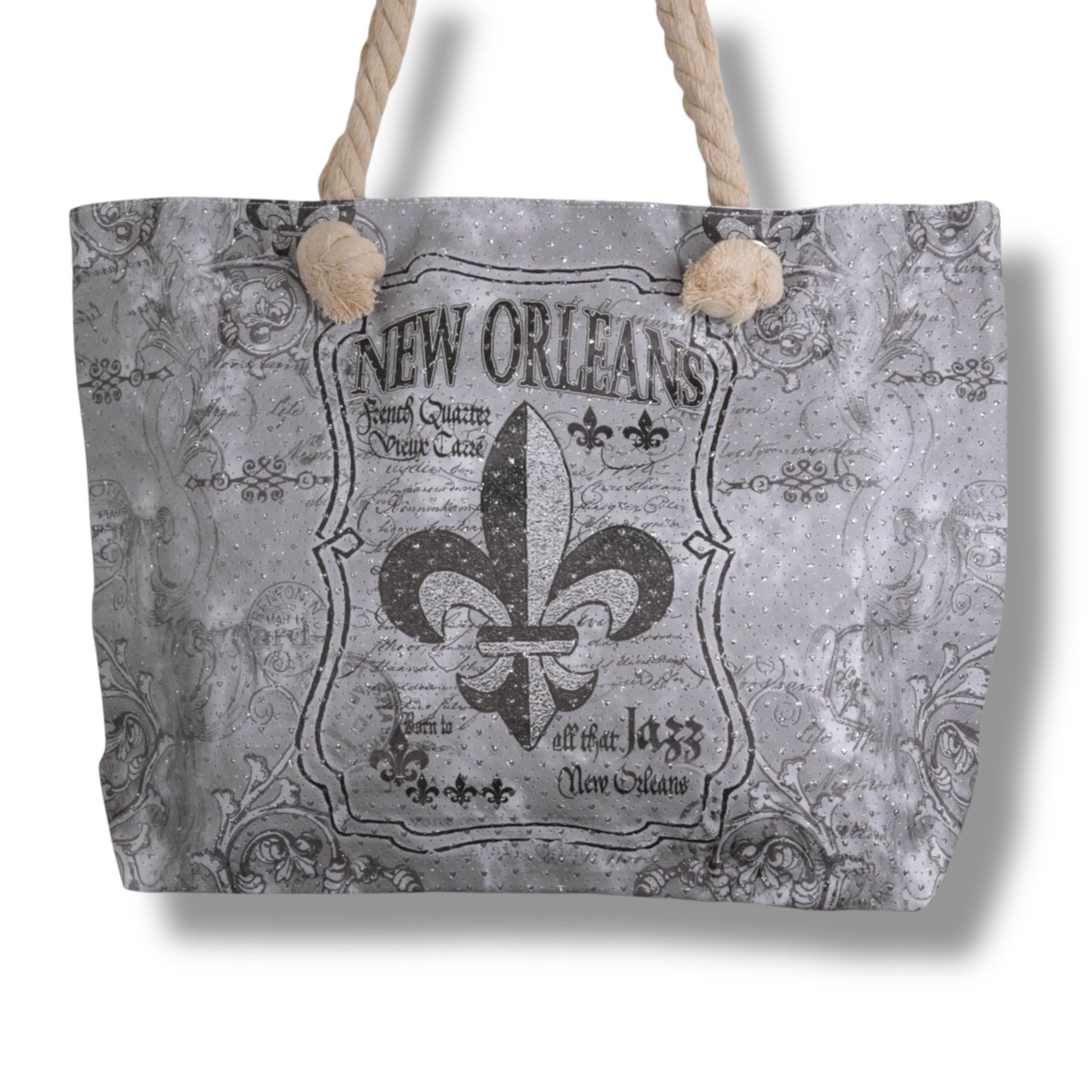 Fleur De Lis Black & White Tote Bag - local art - Tote Bags - New Orleans Souvenir