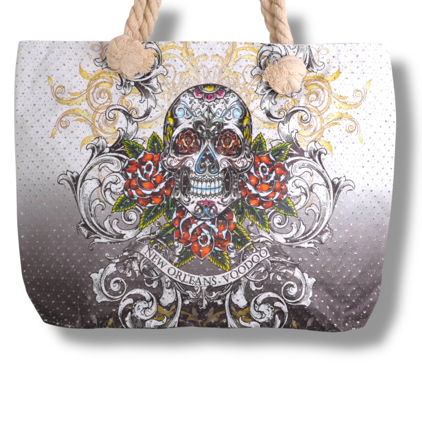 White Voodoo Skeleton Tote Bag - Tote Bags - New Orleans Souvenir