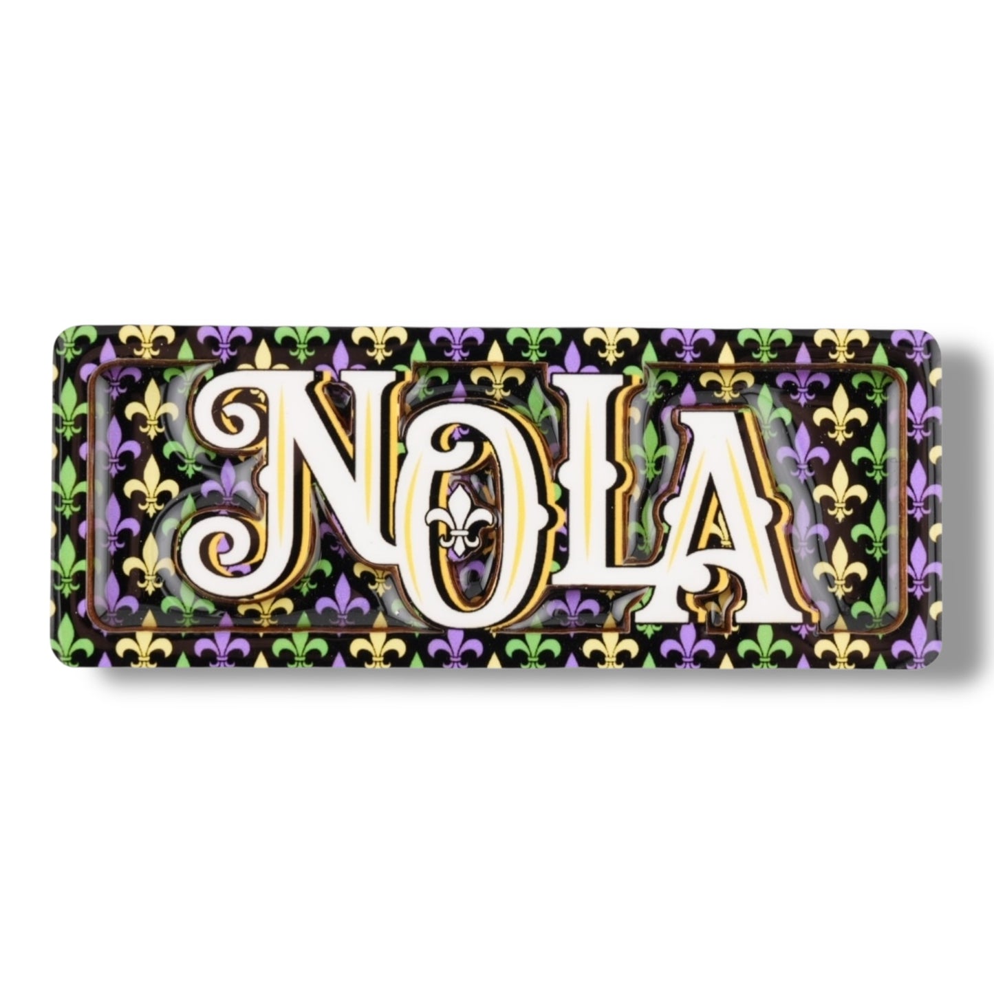 NOLA Mardi Gras Wooden Street Sign Magnet - local art - Refrigerator Magnets - New Orleans Souvenir