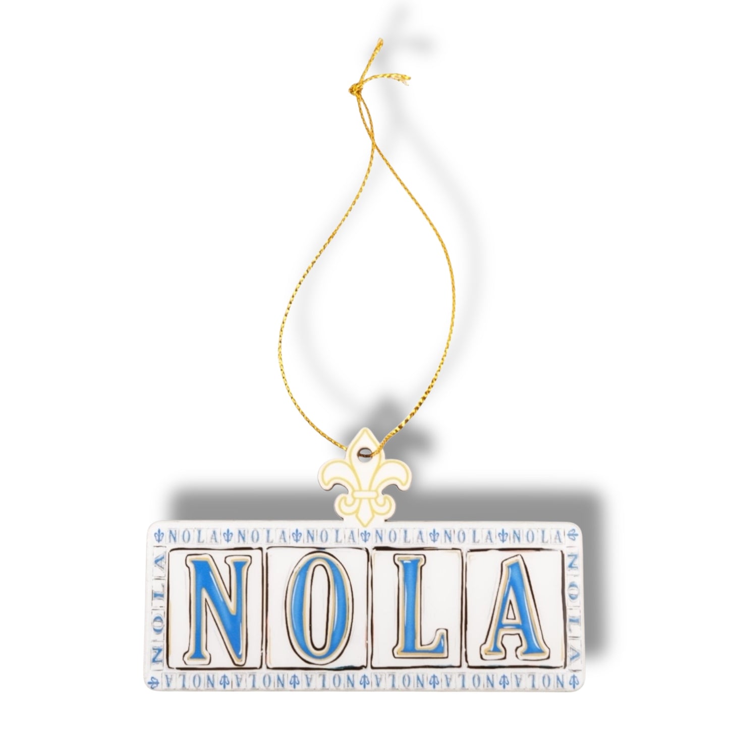 NOLA White & Blue Wooden Street Sign Ornament - local art - Holiday Ornaments - New Orleans Souvenir - BACK