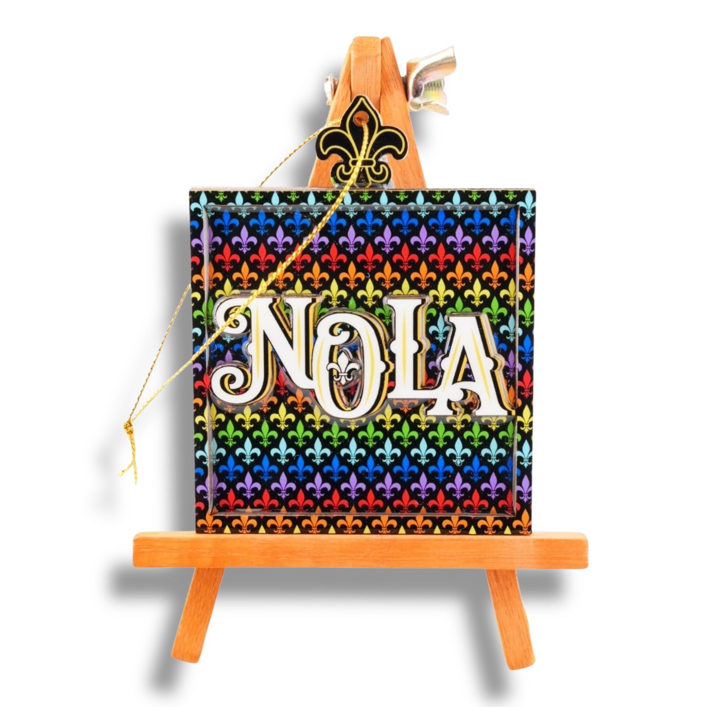 NOLA Rainbow Wooden Ornament - local art - Holiday Ornaments - New Orleans Souvenir
