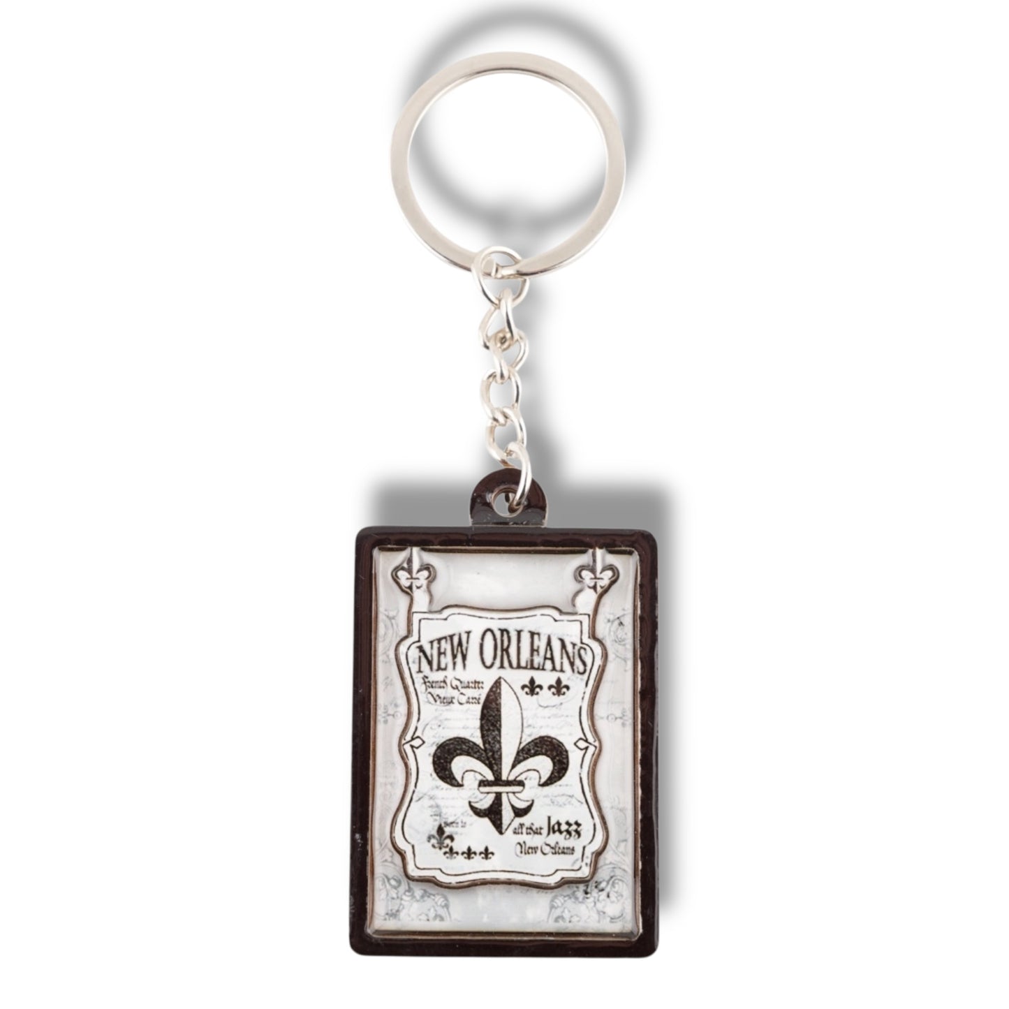 Fleur De Lis Black & White Wooden Keychain - local art - Keychains - New Orleans Souvenir