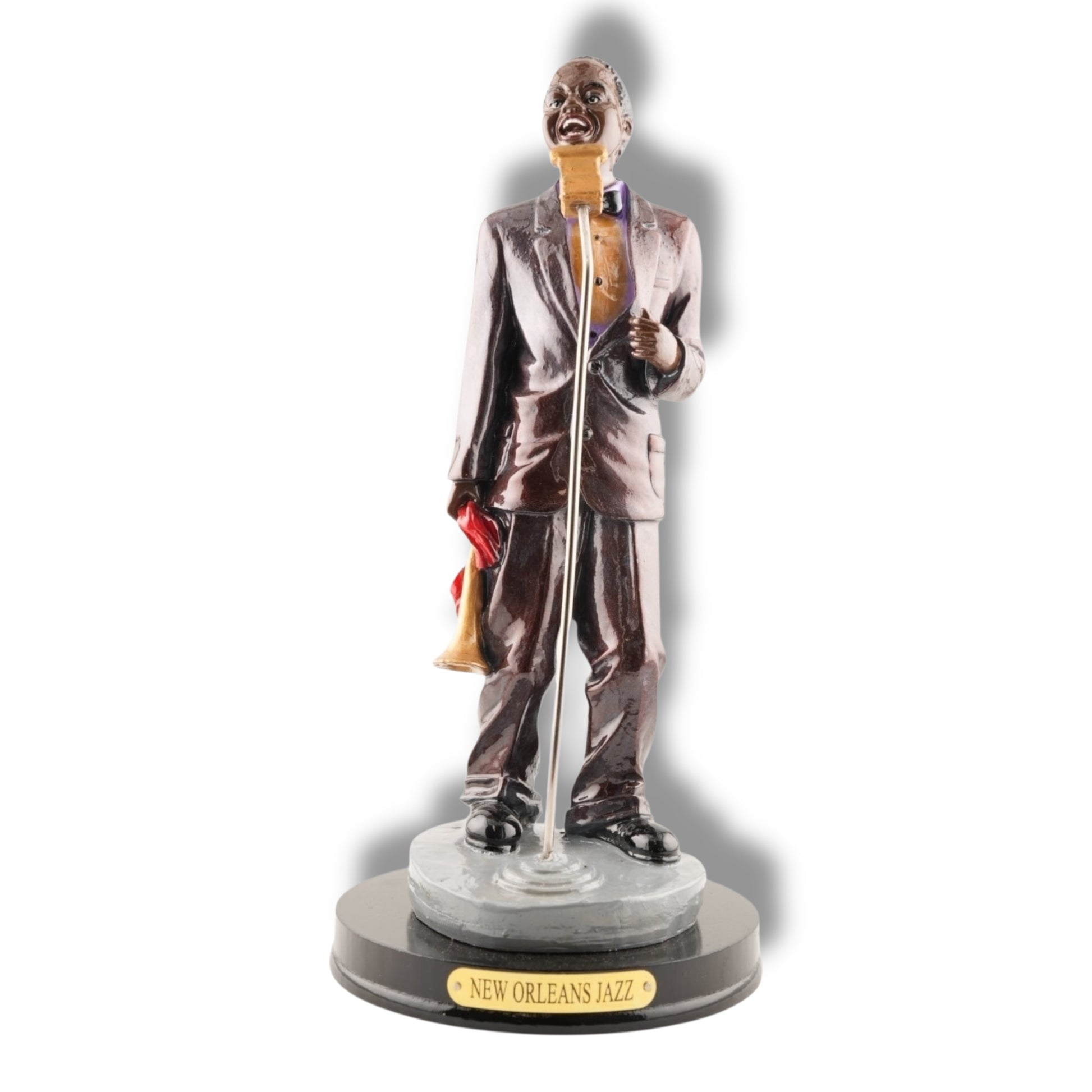 New Orleans Jazz Male Singer With Wooden Base - Statues, Figurines & Sculptures - Locally Designed - Local Art