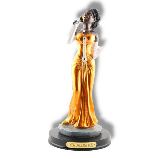 New Orleans Jazz Female Singer With Wooden Base - local art, vibrant - Statues, Figurines & Sculptures - Local Art - Locally Designed