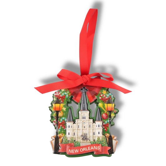 Saint Louis Cathedral Holiday Wreath Ornament - local art - Holiday Ornaments - New Orleans Souvenir