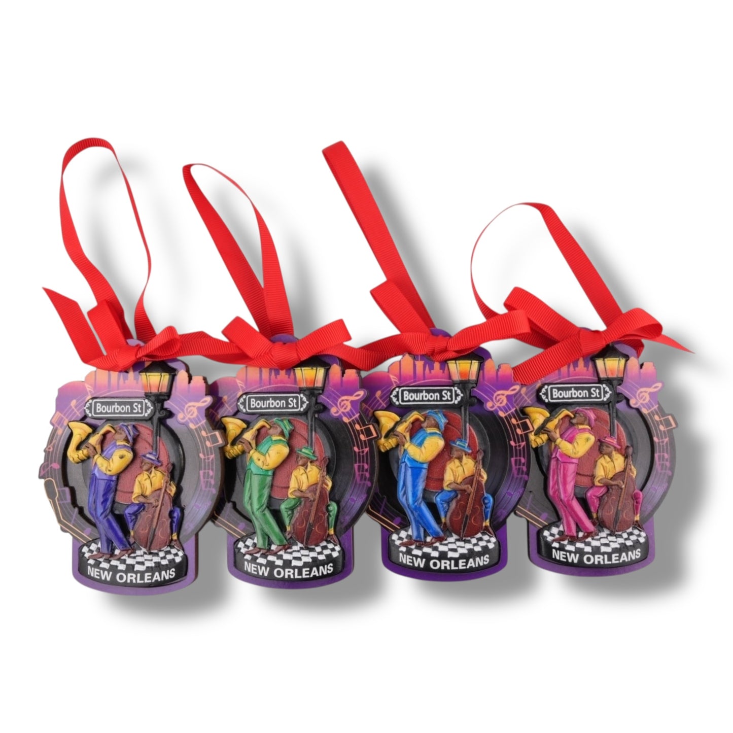 NOLA Jazz Duo Sax & Bass Player Ornament (4 Colors) - vibrant - Holiday Ornaments - New Orleans Souvenir