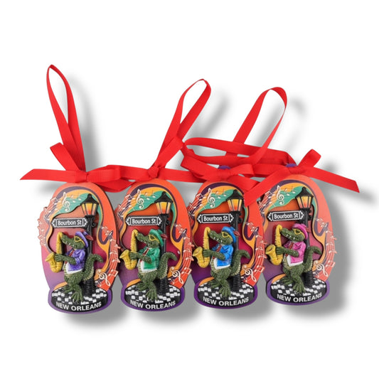 New Orleans Alligator Sax Player Ornament (4 Colors) - Holiday Ornaments