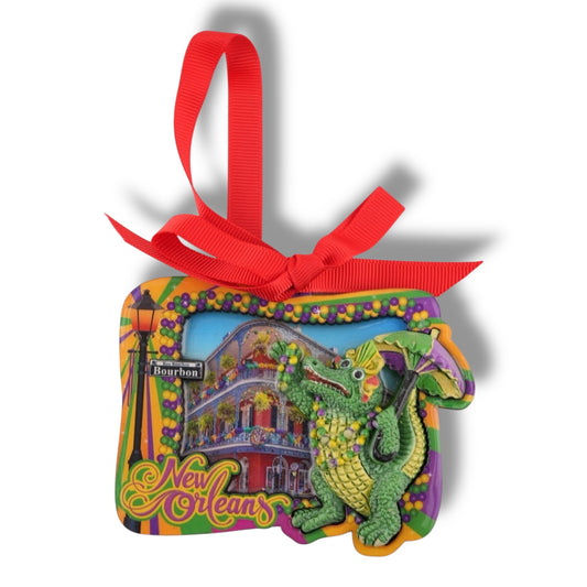 Mardi Gras Alligator Ornament - Holiday Ornaments - New Orleans Souvenir