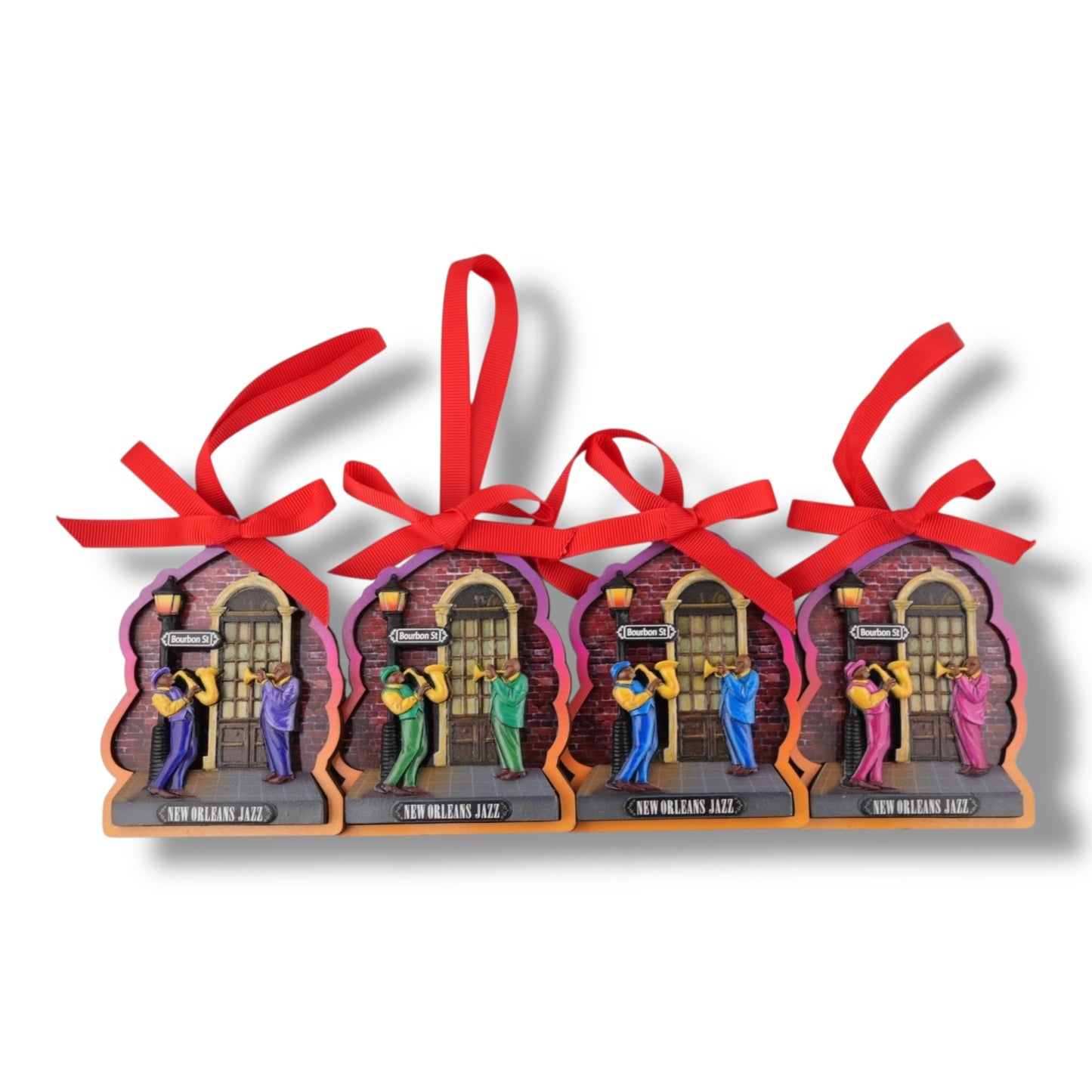 NOLA Jazz Duo Sax & Trumpet Player Ornament (4 Colors) - local art - Holiday Ornaments - New Orleans Souvenir