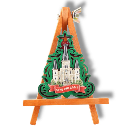 Saint Louis Cathedral Holiday Tree Magnet - vibrant - Refrigerator Magnets - New Orleans Souvenir