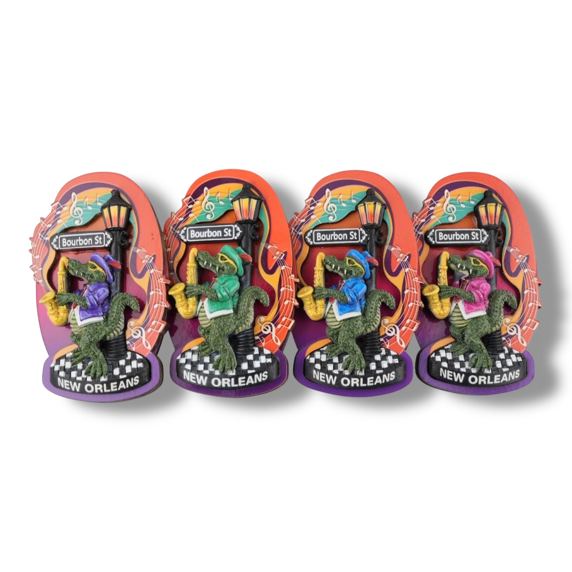 New Orleans Alligator Sax Player Magnet (4 Colors) - Refrigerator Magnets