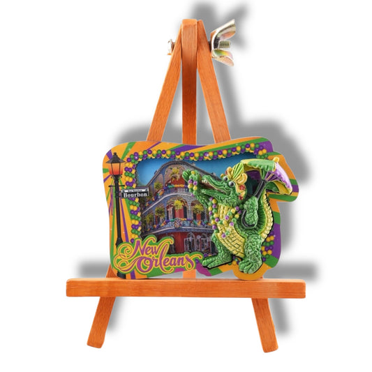 Mardi Gras Alligator Magnet - Refrigerator Magnets - New Orleans Souvenir