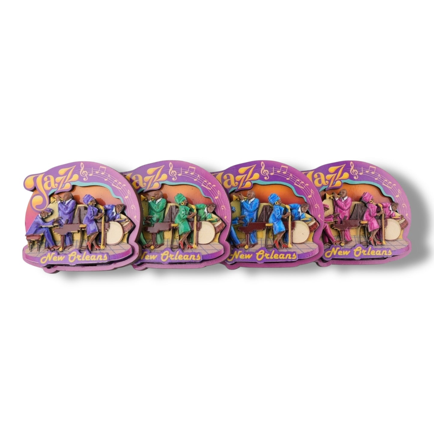 NOLA Jazz Band Players Magnet (4 Colors) - local art - Refrigerator Magnets - New Orleans Souvenir