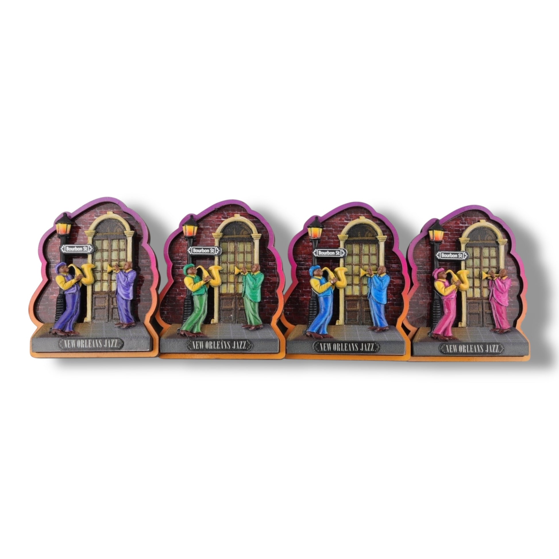 NOLA Jazz Duo Sax & Trumpet Player Magnet (4 Colors) - vibrant - Refrigerator Magnets - New Orleans Souvenir