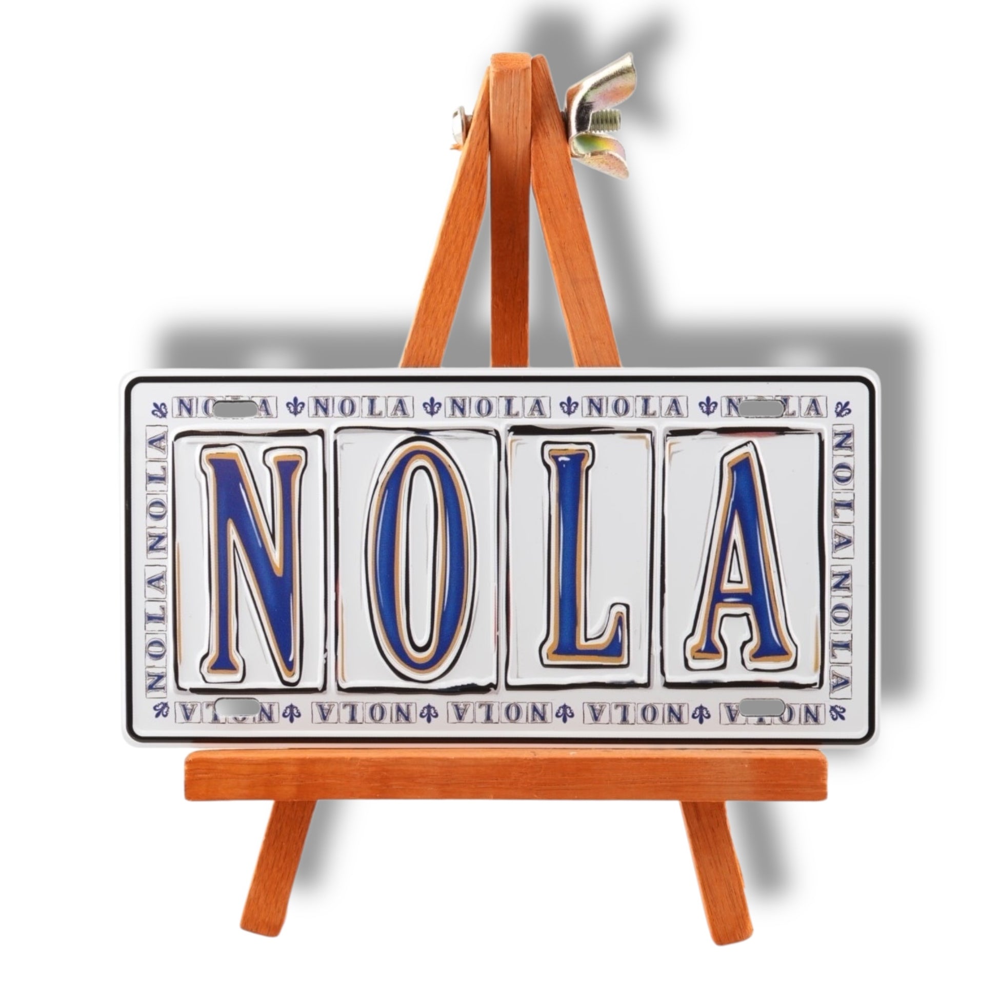 NOLA White & Blue Metal Street Sign Magnet - Refrigerator Magnets - New Orleans Souvenir