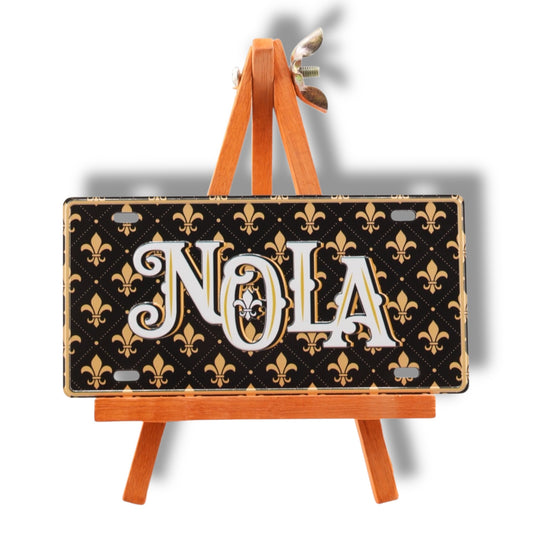 NOLA Black & Gold Metal Street Sign Magnet - local art - Refrigerator Magnets - New Orleans Souvenir