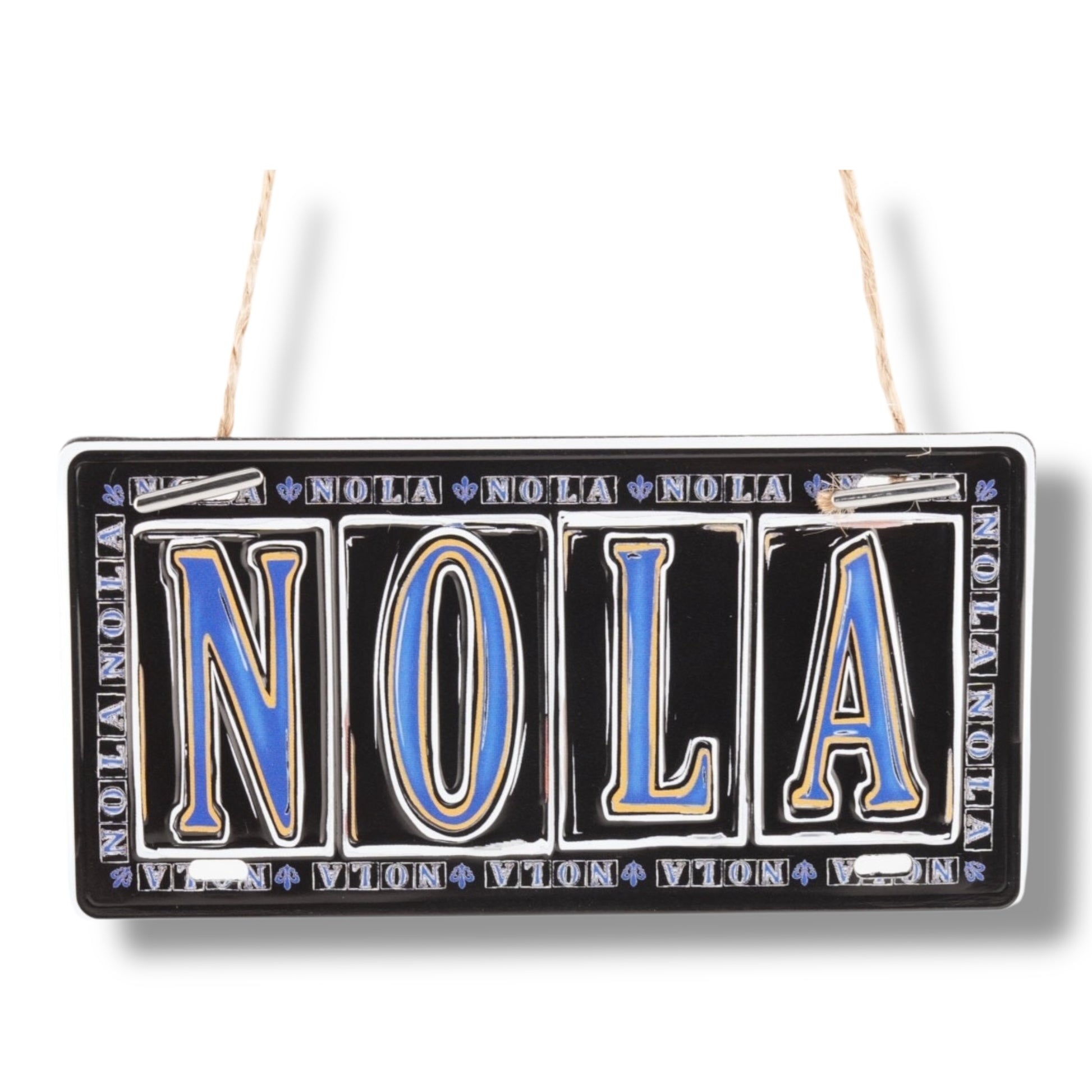 NOLA Black & Blue Metal Street Sign Ornament - local art - Holiday Ornaments - New Orleans Souvenir