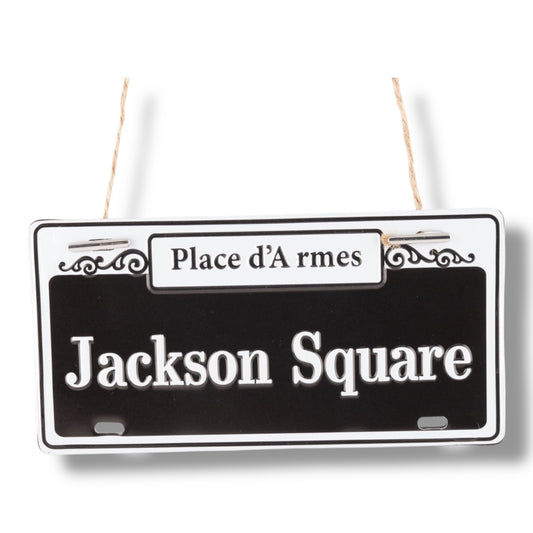 Jackson Square Metal Street Sign Ornament - vibrant - Holiday Ornaments - New Orleans Souvenir