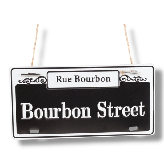 Bourbon Street Metal Street Sign Ornament - local art, durable - Holiday Ornaments - New Orleans Souvenir