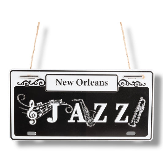 Jazz Music Metal Street Sign Ornament - Holiday Ornaments - New Orleans Souvenir