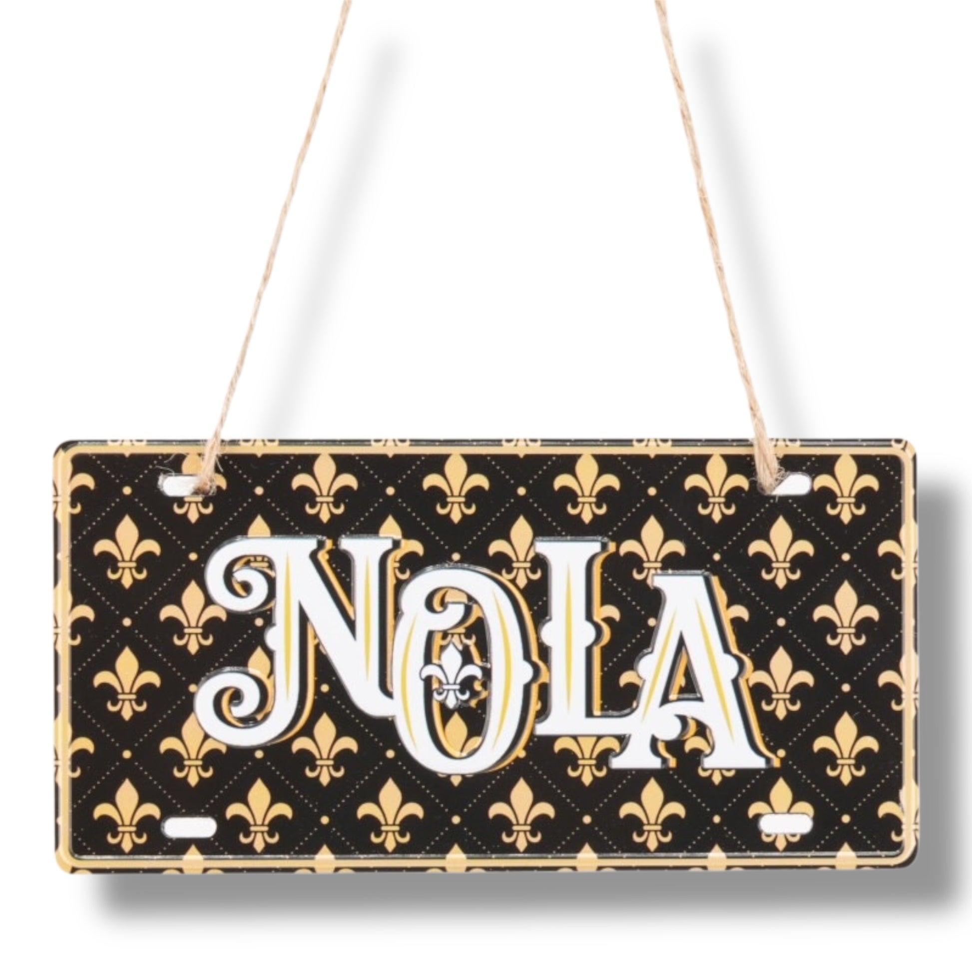 NOLA Black & Gold Metal Street Sign Ornament - Holiday Ornaments - New Orleans Souvenir