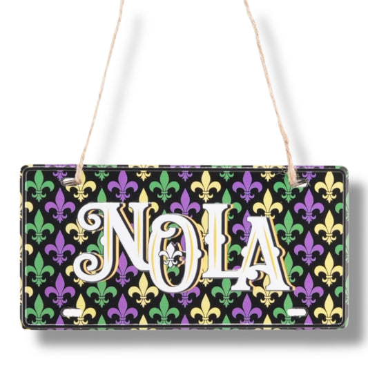 NOLA Mardi Gras Metal Street Sign Ornament - local art - Holiday Ornaments - New Orleans Souvenir