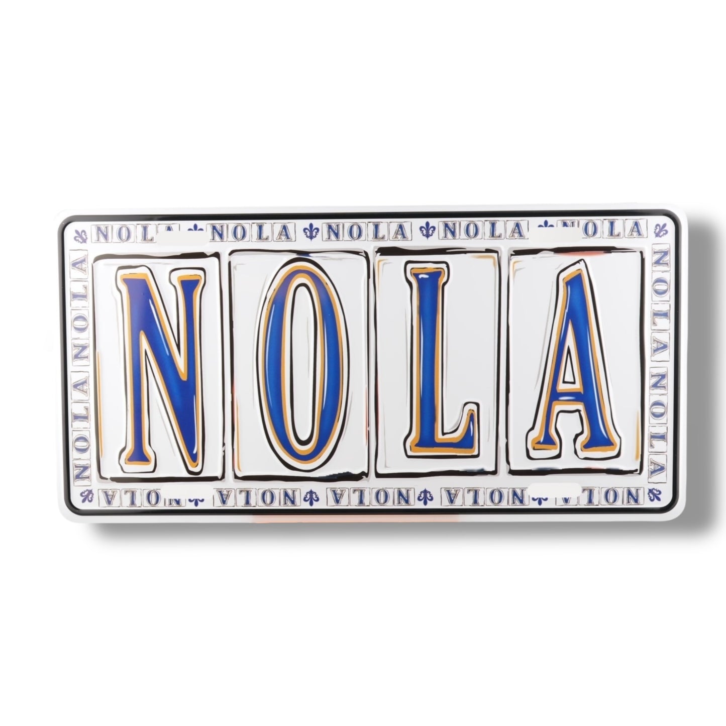 NOLA White & Blue License Plate - vibrant - Signs - New Orleans Souvenir