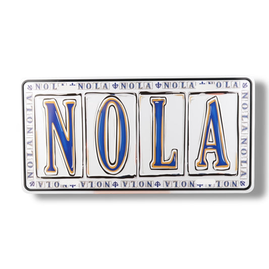 NOLA White & Blue License Plate - vibrant - Signs - New Orleans Souvenir