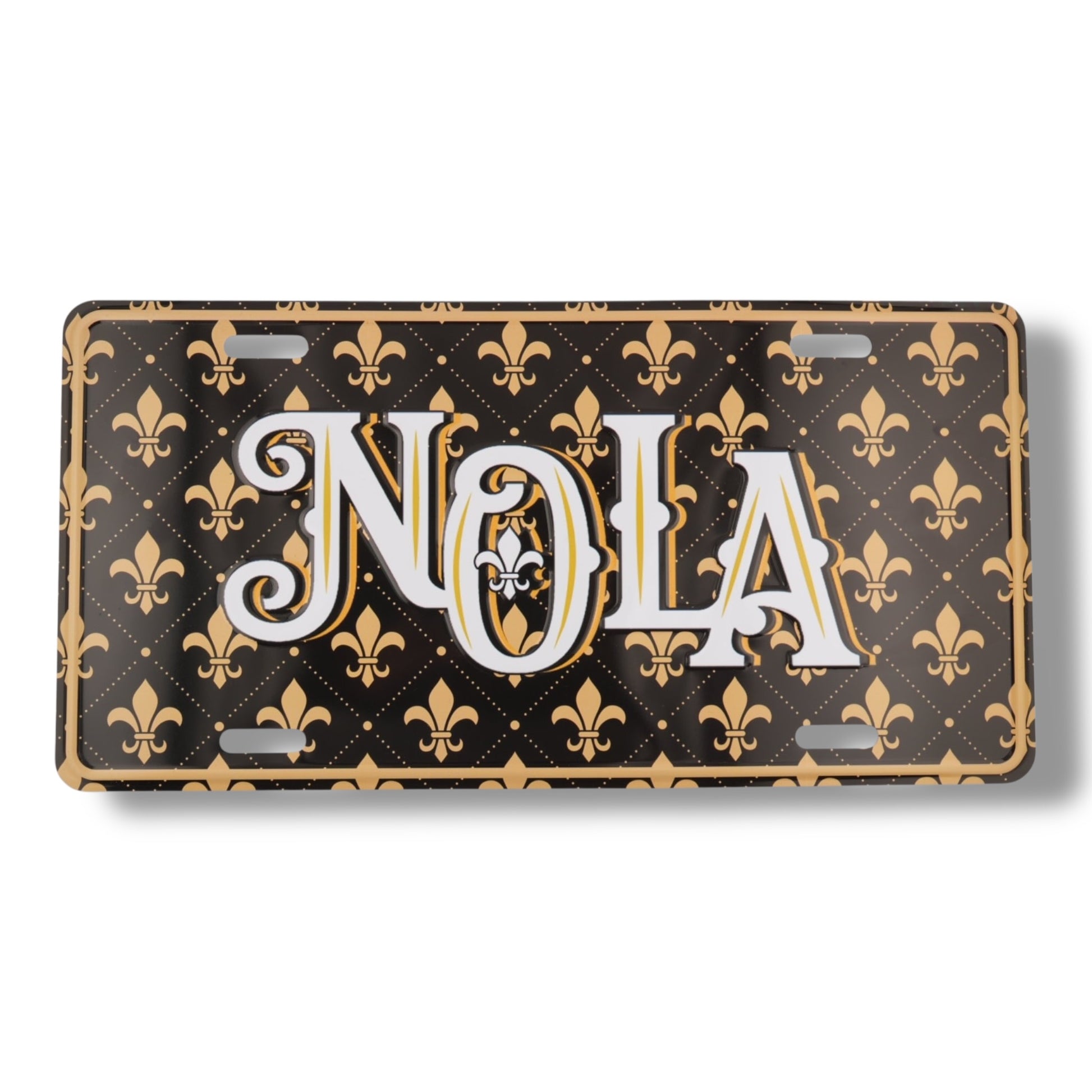 NOLA Black & Gold License Plate - local art - Signs - New Orleans Souvenir