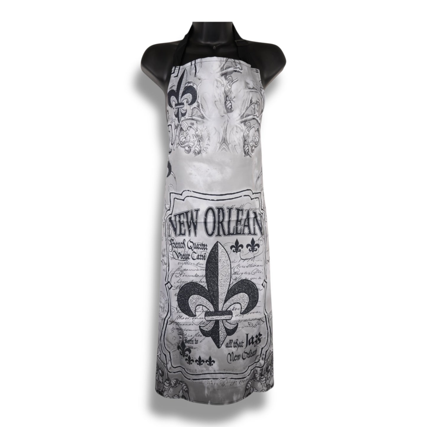 Fleur De Lis Black & White Apron - Aprons - New Orleans Souvenir