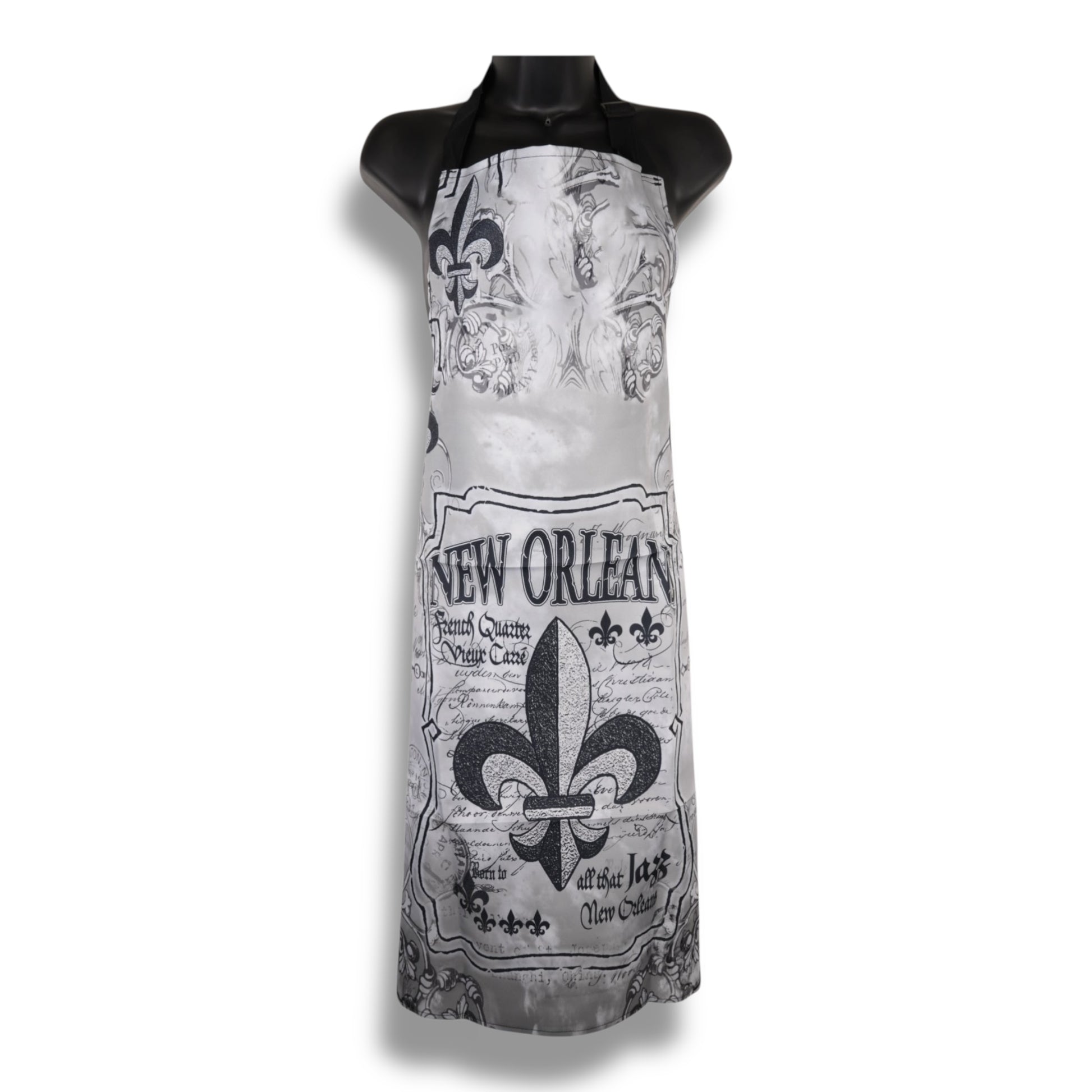 Fleur De Lis Black & White Apron - Aprons - New Orleans Souvenir