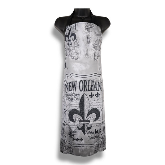 Fleur De Lis Black & White Apron - Aprons - New Orleans Souvenir