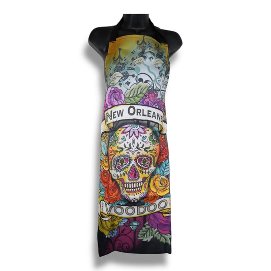 Green Voodoo Skeleton Apron - local art - Aprons - New Orleans Souvenir