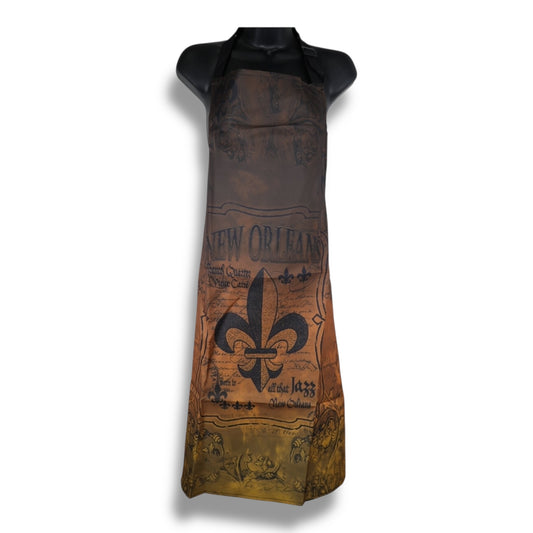 Fleur De Lis Black & Gold Apron - local art - Aprons - New Orleans Souvenir