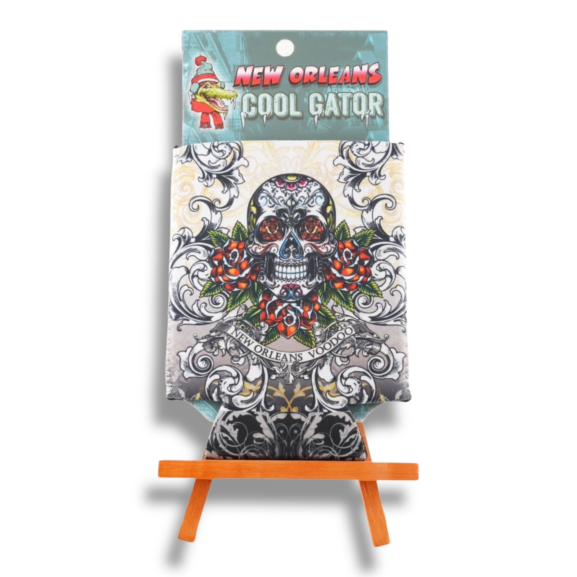 White Voodoo Skeleton Can Cooler - Bottle Sleeves & Coolers - New Orleans Souvenir