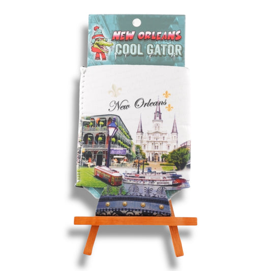 New Orleans Cityscape Can Cooler - local art - Bottle Sleeves & Coolers