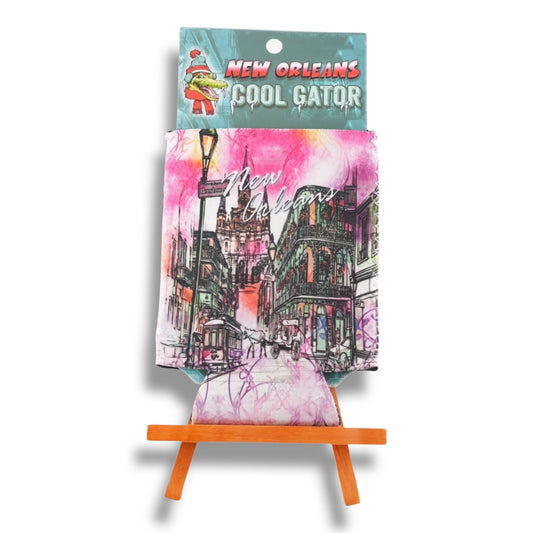 New Orleans Watercolor Cityscape Can Cooler - Bottle Sleeves & Coolers
