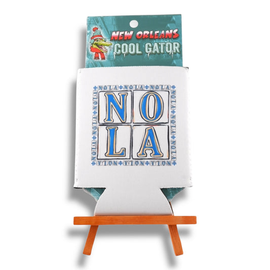 NOLA White & Blue Can Cooler - Bottle Sleeves & Coolers - New Orleans Souvenir