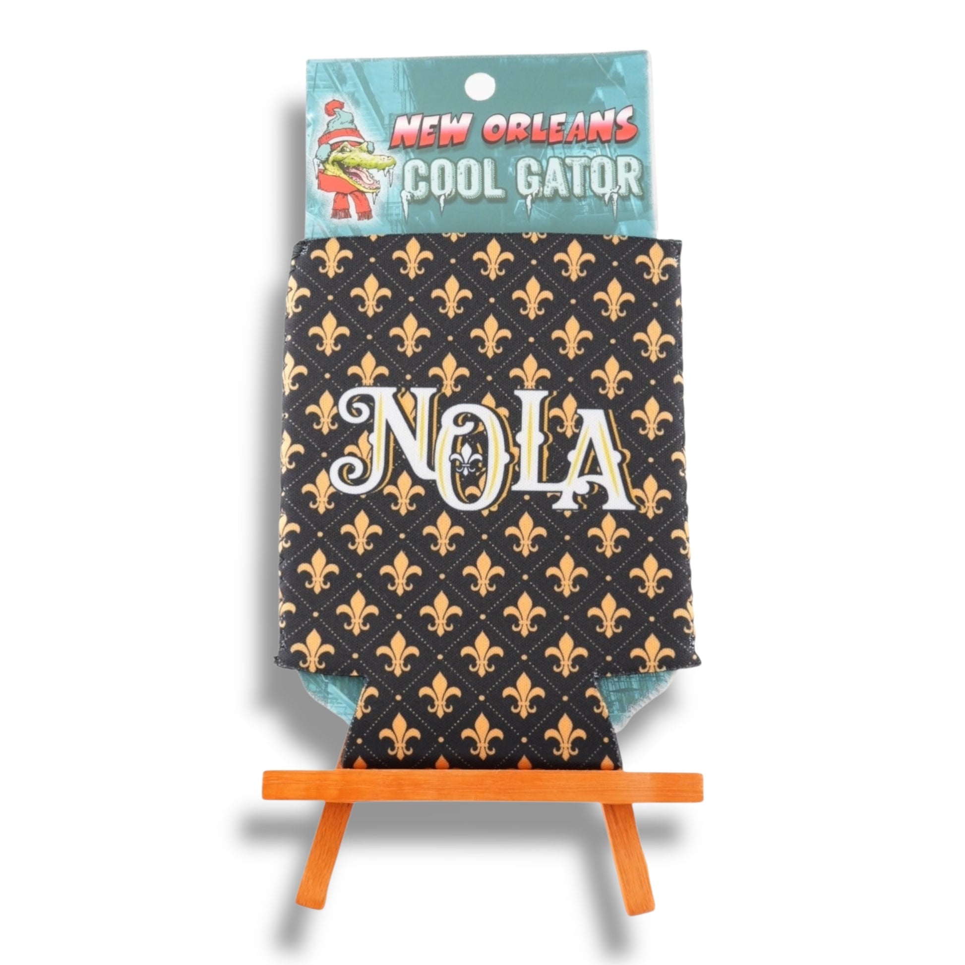 NOLA Black & Gold Can Cooler - vibrant, colorful - Bottle Sleeves & Coolers - New Orleans Souvenir