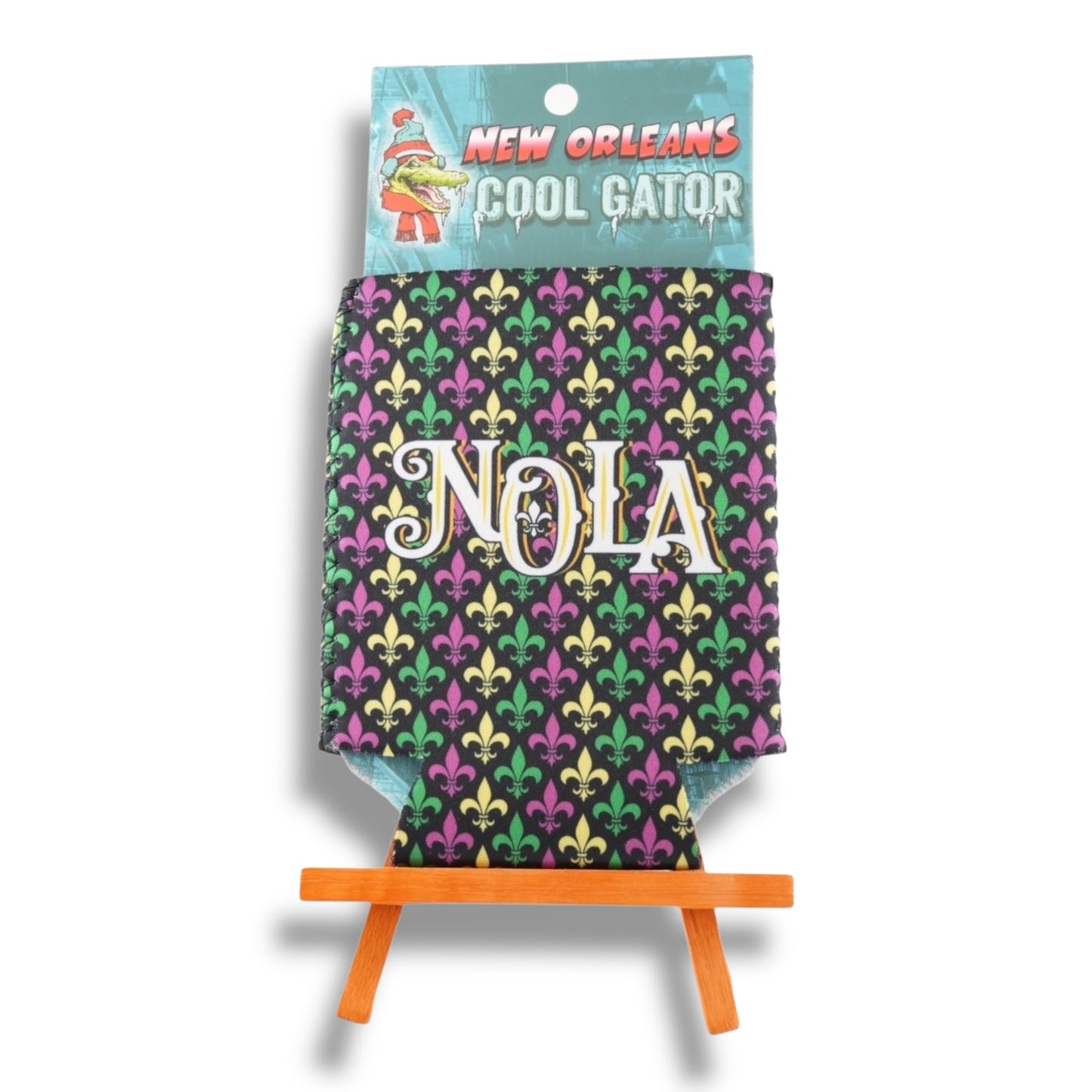 NOLA Mardi Gras Can Cooler - local art - Bottle Sleeves & Coolers - New Orleans Souvenir