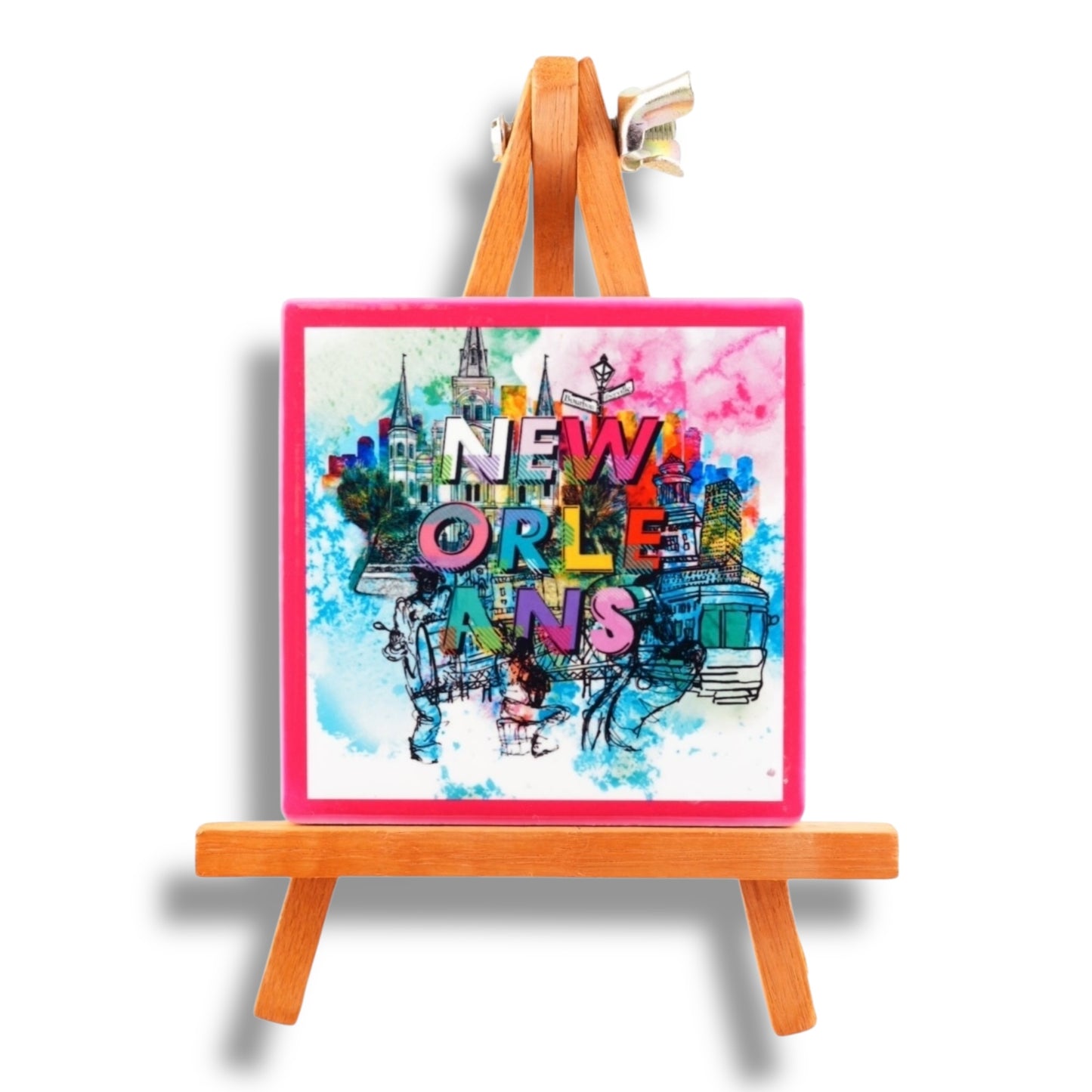 New Orleans Fun Colors Ceramic Magnet - local art - Refrigerator Magnets